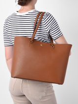 Schoudertas Karly Leder Lauren ralph lauren Bruin karly 31911655-vue-porte